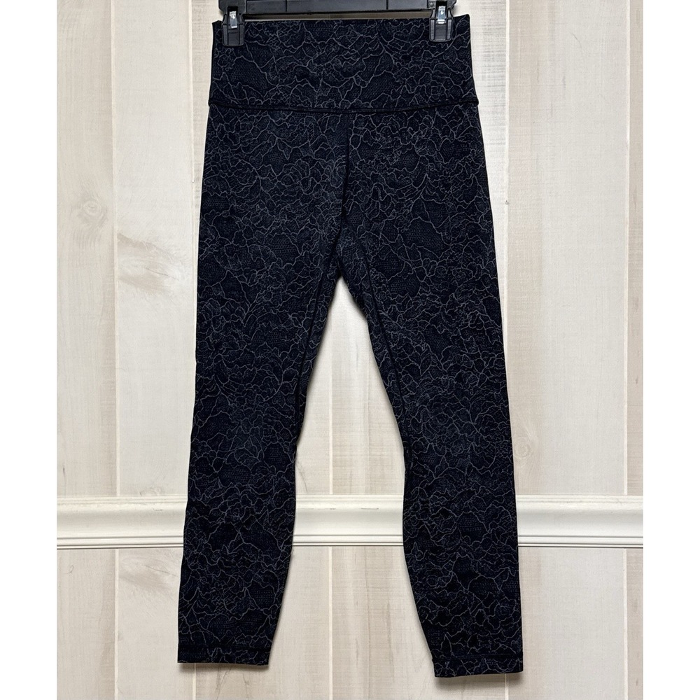 Lululemon Align Pant II (24")Size 6 Lacescape‎ Dark Cast Black